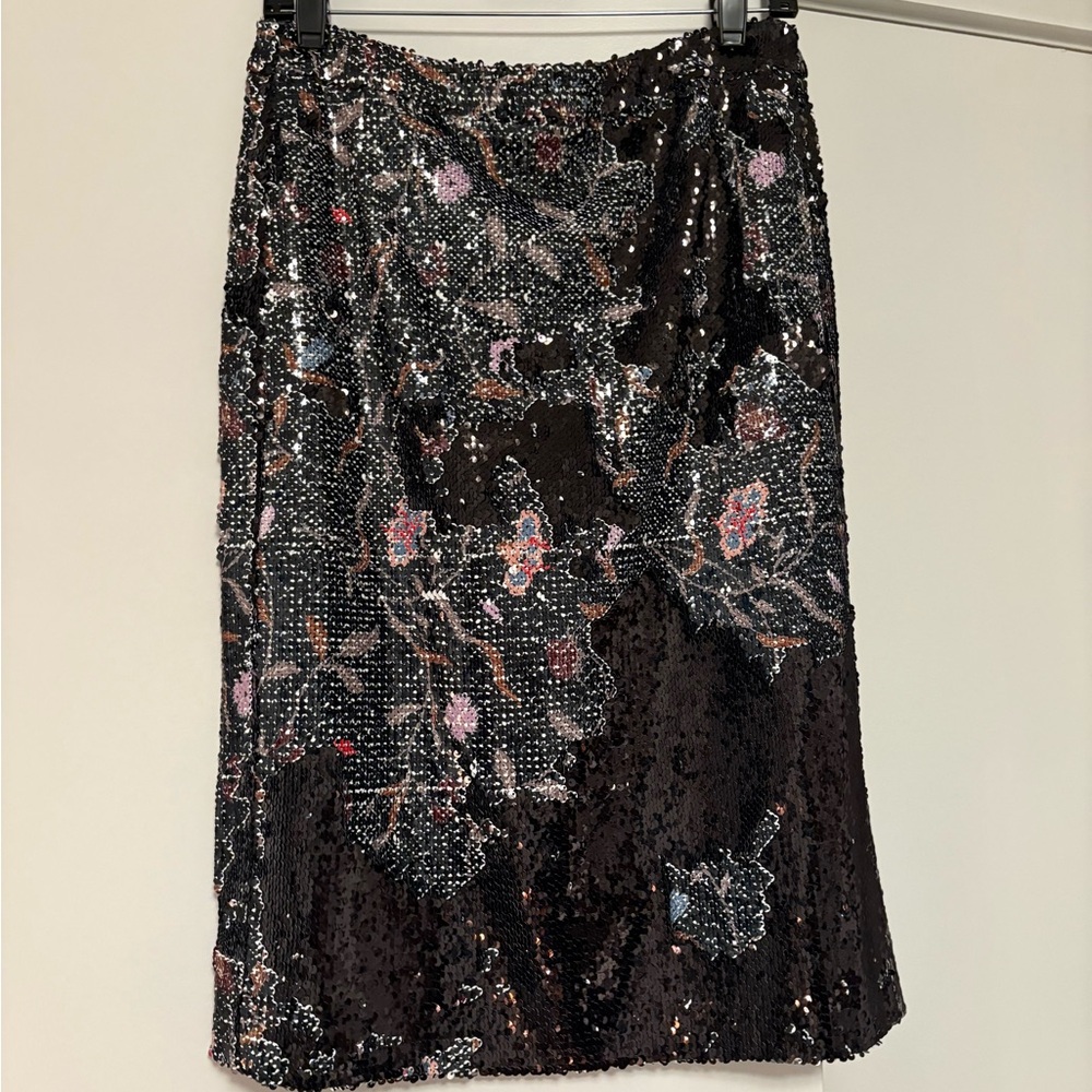 Rachel Comey Black Floral Sequin Pencil Skirt